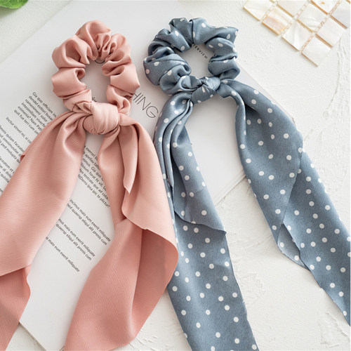 New Floral Print Scrunchies Chiffon Bow Elastic Hair Bands W