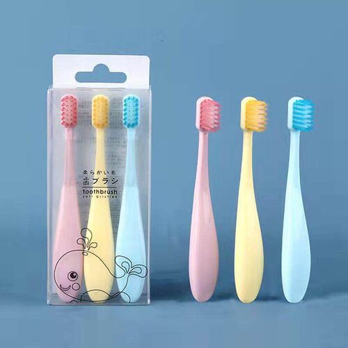Macaron Cartoon Soft Bristle 3-Pack Childrens Toothbrush fo