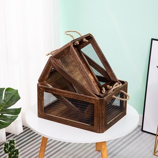 复古木箱木框箱超市陈列展示木条箱实木长方形铁艺木条箱木框定制