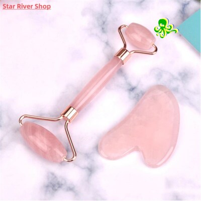 Pink Gua Sha Roller Massager Rose Resin Scraping Facial Skin