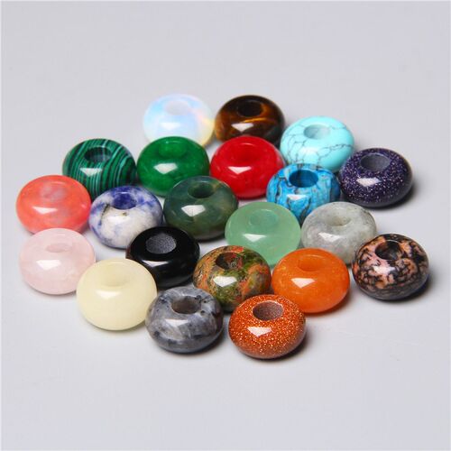10pcs/Lot 8x14mm 5mm Big Hole Natural Round Jades Jaspe Ston