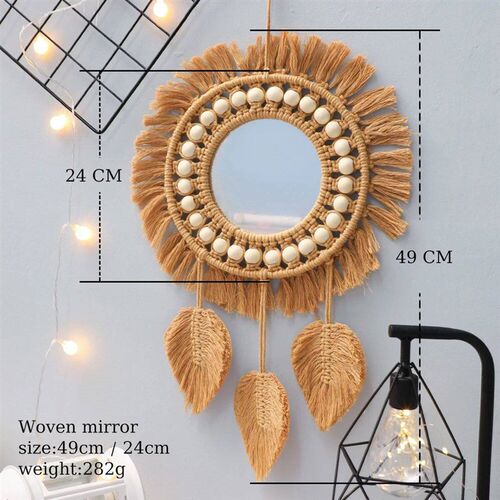 Round Wall Mrrors Room Decor Hand Woven Decoratve Mrror Wall