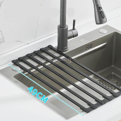 19 Inch Foldable Dish Rack For Sink Kitchen Aluminum Roll Up