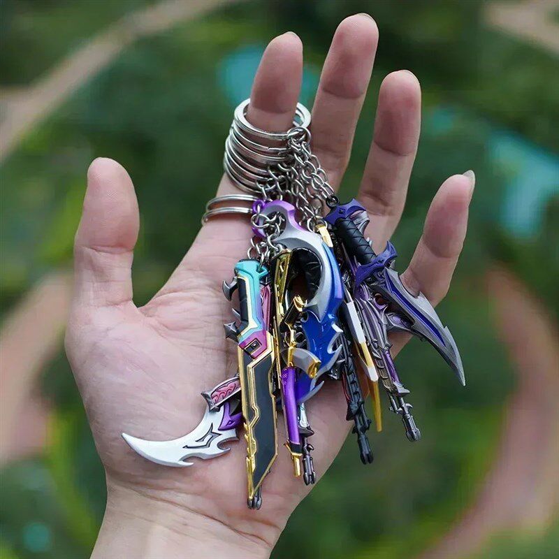 Valorant Keychains Set Reaver Karambit Knife Vandal Metal Ga图片