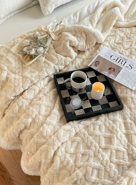 Lamb blanket double thickened sofa nap blanket羊羔绒毛毯盖毯