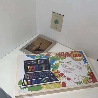 180 wooden box brush set Watercolor pen Childrens Gift Box