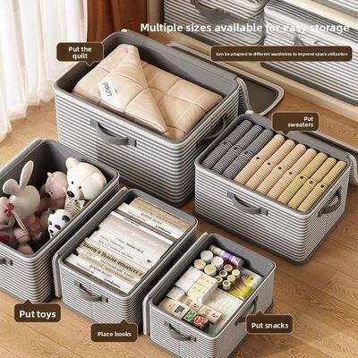 Lockable storage box, used for organizing clothes, blankets,