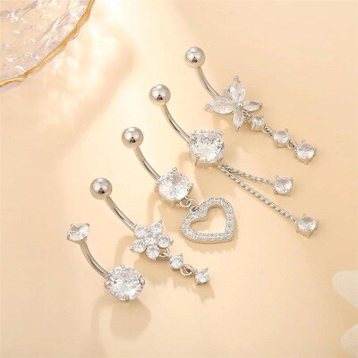 5pcs/lot Dangled Belly Button Rings Belly Piercing Sets 14G