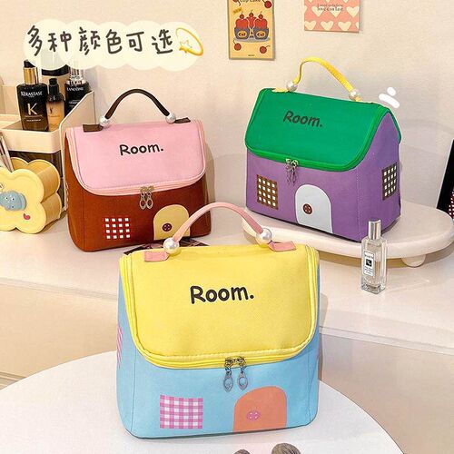 Cute House Cosmetic Bag for Women - Large Capacity, Portable