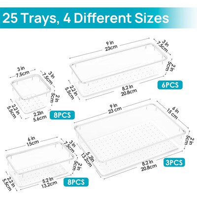 25pcs Plastic storage box set Cubes Drawer Organizer Makeup