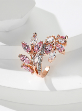 Marquise Cut Royal Blue Green Purple Pink Zircon Leaf Rings