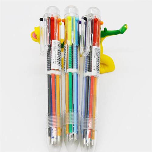 Multicolor Plastic 6 In 1 Colorful Ballpoint Pen Novelty  1n