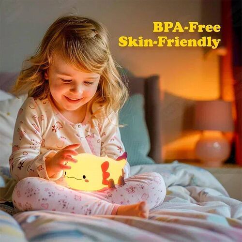Axolotl Night Light, Cute Lamp with Touch Control, Dimmable
