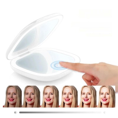 Compact Led Makeup Mirror With Light 1X/3X Magnifying Pocket