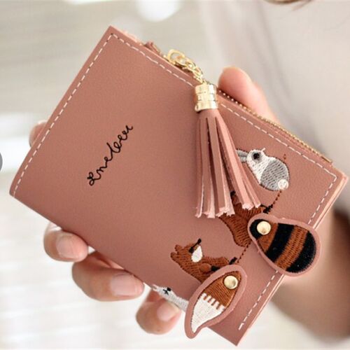 Short Wallet Women Leather Card Purse Bag for Ladies Girls