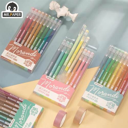 Mr. Paper 5 Designs 9pcs/box Morandi Color Gel Pens Set Hand
