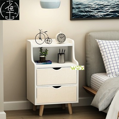 European style bedside table mini bedroom wooden storage