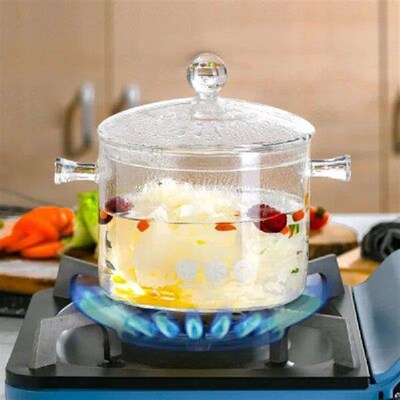 Cookware Household Transparent 1500ML Glass Soup Pot