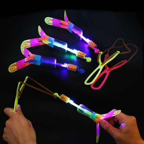 1pcs Novelty Plastic Luminous slingshot Propeller Outdoor Cl