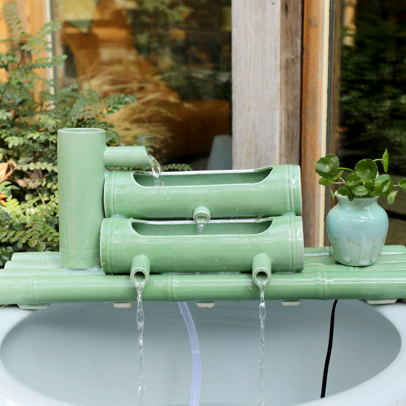 陶瓷鱼缸流水仿竹子循环水摆件竹筒流水器石槽办公室招财,家居饰品,装饰摆件,淘宝优惠券,粉丝福利购,淘宝优惠卷