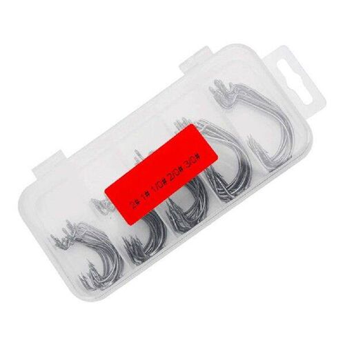 51pcs Carbon Steel Offset Fishhook Bass Barbed Carp Fishing
