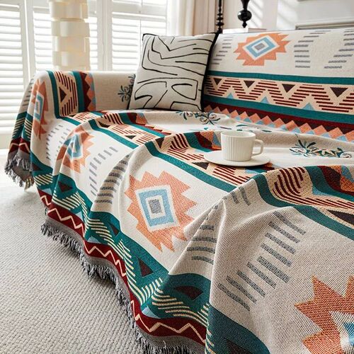 1pc Ethnic Sofa ver Dustproof Sofa Blanket Four Seasons Univ