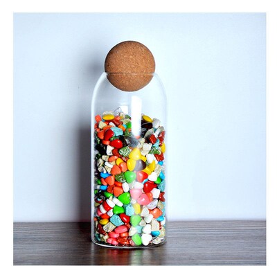 Cork Stopper High Borosilicate Transparent Glass Sealed Can