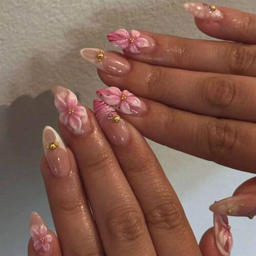 24pcs Mid-length Almond Press on Nails Sets Wearable Gradien