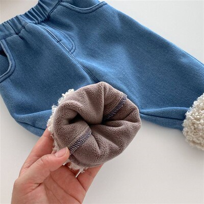 Girls Velvet Jeans 0-5 Years Old Korean Childrens Wear Baby