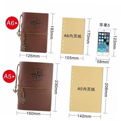 Leather Journal Notebook Cover Diary A6 Unlined Blank Paper