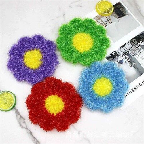 Colorful Flower Shape Acrylic Polyester Silk Dish Towel