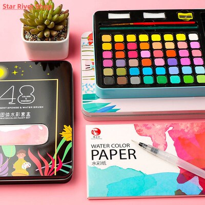 63 Pcs Professional Watercolor Paint Set 48 Colors Painting