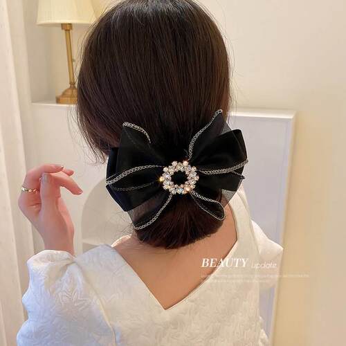 Diamond-studded flower organza bow hairpin fashion super fai