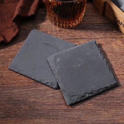 4pcs Cup Cushion Reusable Natural Slate Glass Mug Cup Mats