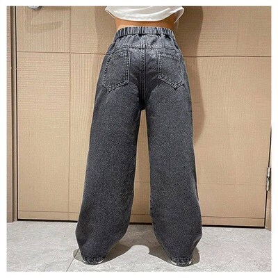 Spring Autumn Teenager Girls Denim Pants Children Trousers N