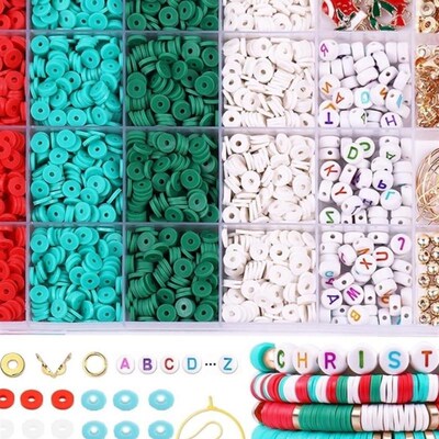 Mix Christmas Clay Beads For Diy Bracelet Making Set Crafts