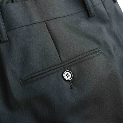 Business Wear Mens Wool-like Yarn-dyed Black Casual Suit Pa