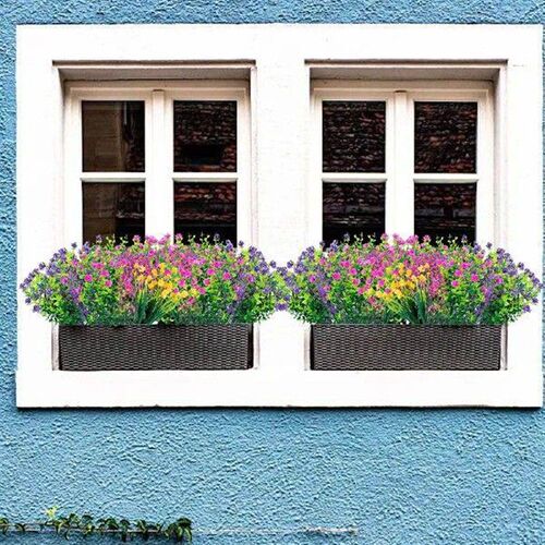 24 Bundles Outdoor Flowers Colorful Outdoor Greenery Fern