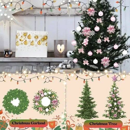 Christmas Ball Decoration Glitter Flowers Berry Stems Snowfl