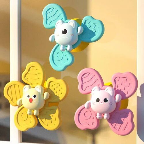 Baby Bath Toys Funny Bathing Sucker Spinner Suction Cup Cart