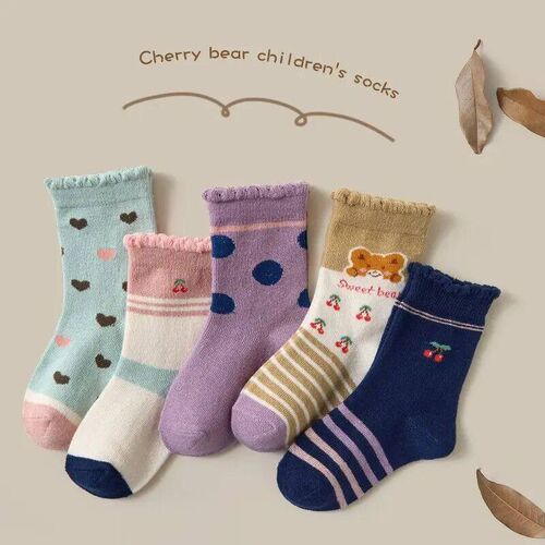 5 Pairs/Lot Childrens Socks Autumn Winter New Literature Ar
