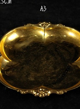 vintge复古古董纯黄铜水果盘欧式法式托盘金属盘子软装碟盘西洋