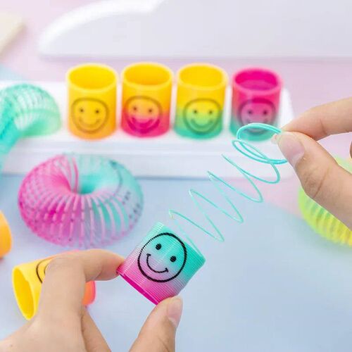 12Pcs Rainbow Smile Magic Springs Circle Toys for Children B