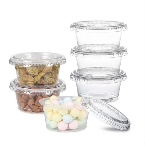 100pcs Disposable Plastic Cup With Lid Clear Sauce Cups Jell
