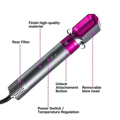 1000W Electric Hair Dryer with Curling Iron 5In1 Hair Curler