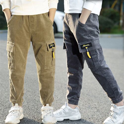 2021 Autumn Winter Fashion Boys Corduroy Pants With Fleece L