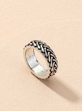 Ring ins retro texture hip hop style ring popular boho metal