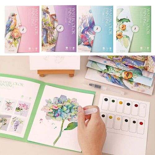 Multicolor Waterpainting Painting Book Chinese Style with 12