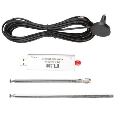 RTL-SDR R820T2 V3 RTL2832U Tuner + Telescopic Antenna Tuner