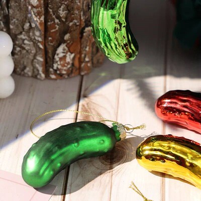 Glass Cucumber Pendant Christmas ree Hanging Ornament Orname